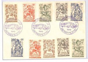 NETHERLANDS Postcard AUTOPOSTKANTOOR TPO BUS Children Stamps 1949 YX352