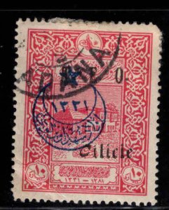 Cilicia Scott 91 Used overprint on Turkish stamp CTO, corner, crease, adhesion