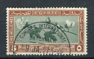 EGYPT; 1927 early Cotton Congress issue fine used 5m. value