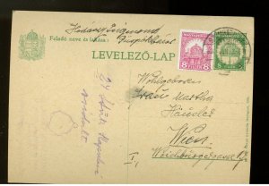 1930 Hungary postal stationery postcard Cover to Austria