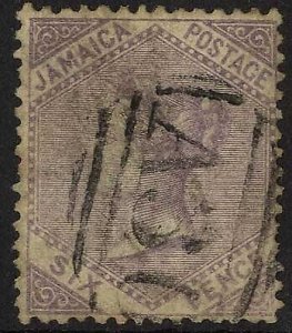 Jamaica SG5 6d Dull purple Wmk Pineapple cat 23 pounds