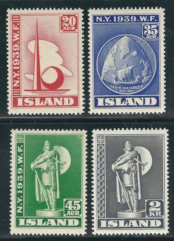 Iceland 213-16 Mi 204-07 New York World's Fair MNH F/VF 1939 SCV $100.00