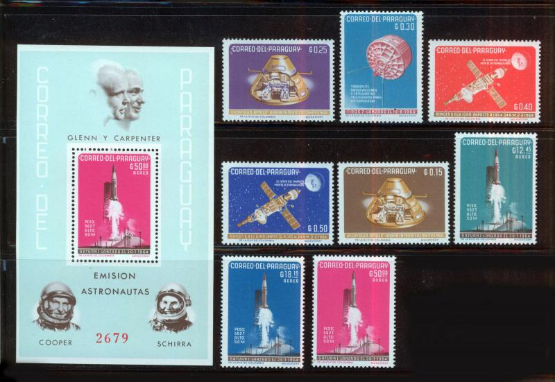 PARAGUAY 1964 MNH SC.814/821+821a Rockets and Satellites,Space