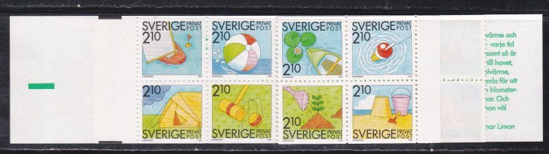 Sweden # 1748a, Summer Activities, Complete Booklet, 1/2 Cat..