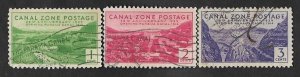 SD)1939 PANAMA  30TH ANNIVERSARY OF THE INAUGURATION OF THE CANAL, 3 USED STAMPS