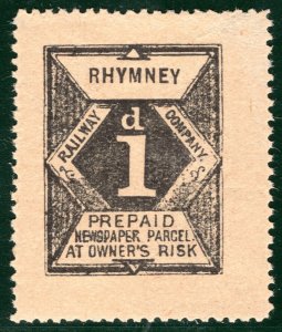 GB Wales RHYMNEY RAILWAY Newspaper Parcel Stamp 1d Mint MM{samwells}WHB75