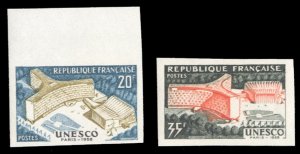 France, 1950-Present #893-894 (YT 1177-1178) Cat€125, 1950 UNESCO, imperf. ...