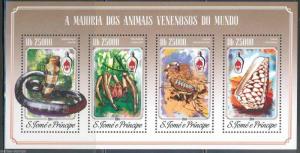 SAO TOME   2015 POISONOUS ANIMALS SNAKE  SHEET MINT NH