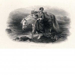 1850 Crossing the Brook, Vignette Die Proof on india on card, ABN, James Smillie