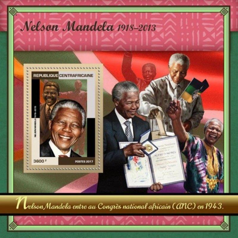 Central Africa - 2017 Nelson Mandela - Stamp Souvenir Sheet - CA17407b