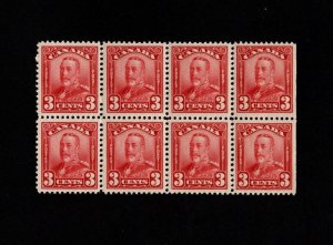 Canada Mint NH booklet pane of 8 KGV Scroll 3 cent Issue Sc# 151