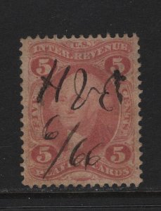 R28c VF+ used revenue stamp neat cancel nice color cv $ 40 ! see pic !