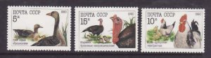 Russia-Sc#5909-11- id4-unused NH set-Birds-Poultry-1990-