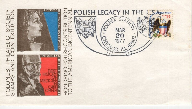 HONORING POLISH CONTRIBUTION TO THE USA,  CHICAGO, IL  1977  FDC15702