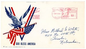 1944 US World War II Patriotic Cover God Bless America