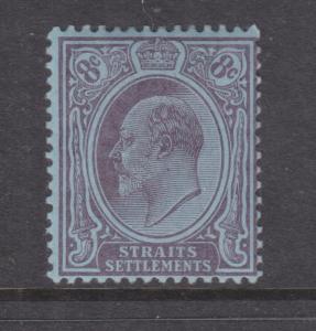 STRAITS SETTLEMENTS, 1904 KEVII, Crown CA, 8c. Purple on Blue, lhm.