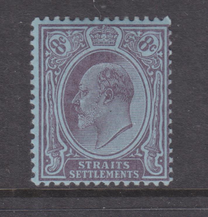 STRAITS SETTLEMENTS, 1904 KEVII, Crown CA, 8c. Purple on Blue, lhm.