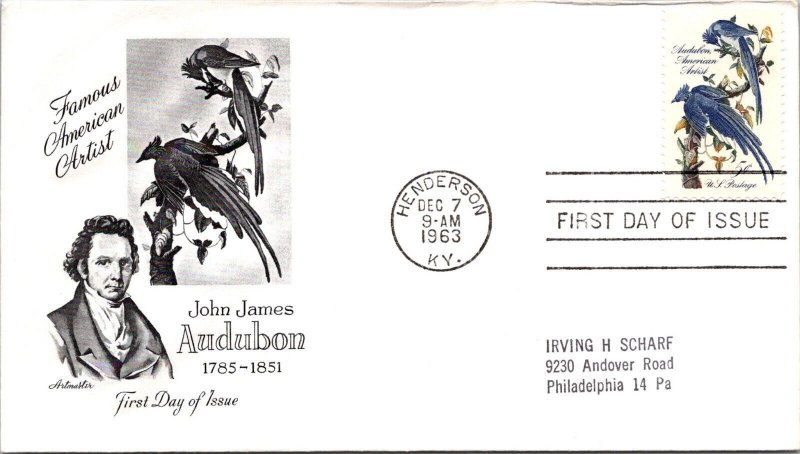FDC 1963 SC #1241 Artmaster Cachet - Henderson, Ky - Single - F77679
