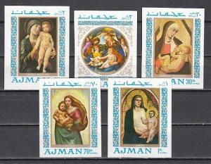 Ajman, Mi cat. 327-331 B. Religious Paintings of Madonna, IMPERF issue. ^