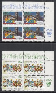 UN New York 515-516 Inscription Plate Blocks MNH VF