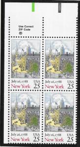 US #2346 $0.25 New York Statehood ZIP block of 4  (MNH) CV$2.40