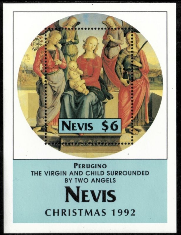Nevis 1992 - Christmas Art - Souvenir Stamp Sheet - Scott #758 - MNH