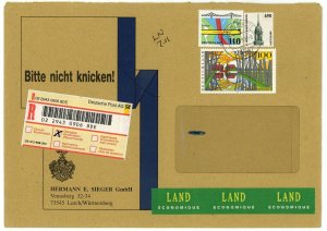 Germany to USA Deutsche Post Registered Land Mail Economy Cover Customs Label