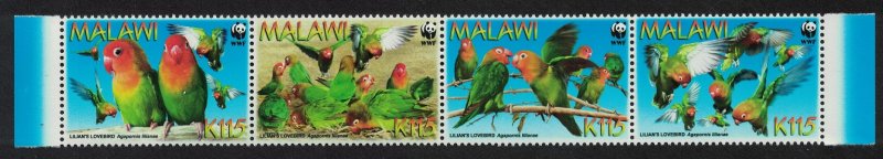 Malawi WWF Lilian's Lovebird 'Agapornis lilianae' 4v Strip SG#1041-1044