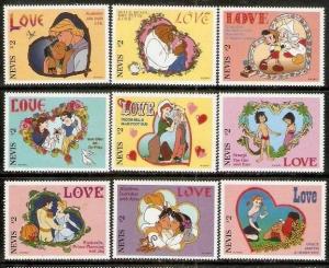 Nevis 1996 Disney's Sweethearts - Pocahontas, Mowgli, Pinocchio, Aladdin Sc 9...