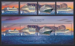 Gibraltar Cruise Ships 4v+MS 4th series SG#1286-MS1290 CV?10+