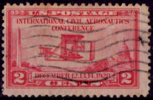 US Stamp #649  Aeronautics Conference Issue Wright Airplane