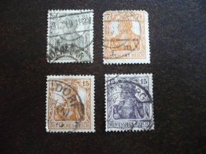 Stamps - Germany - Scott# 97-100 - Used Partial Set of 4 Germania Stamps