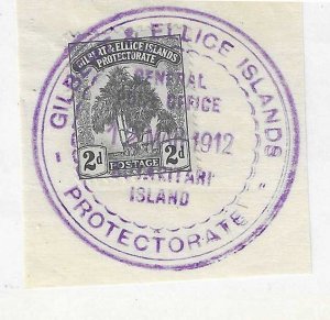 Gilbert & Ellice Islands Sc #10 2p grey used on piece VF