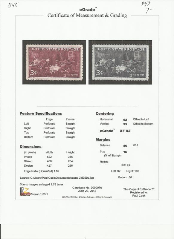 # 949 MINT NEVER HINGED DOCTORS XF+