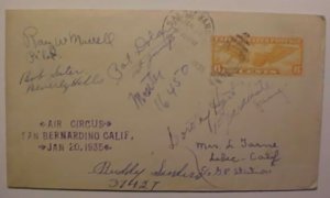 US  AIR PILOTS AUTOGRAPHS AIR CIRCUS SAN BERNADINO CALIFORNIA JA 20,1935 7 DIFF