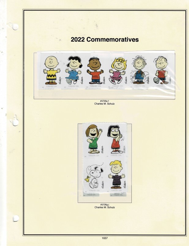 2022 Mint Commemoratives Charles Schulz Forever US Postage 10 different #5726a-j