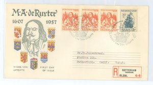 Netherlands 370-71 1957 Registered FDC