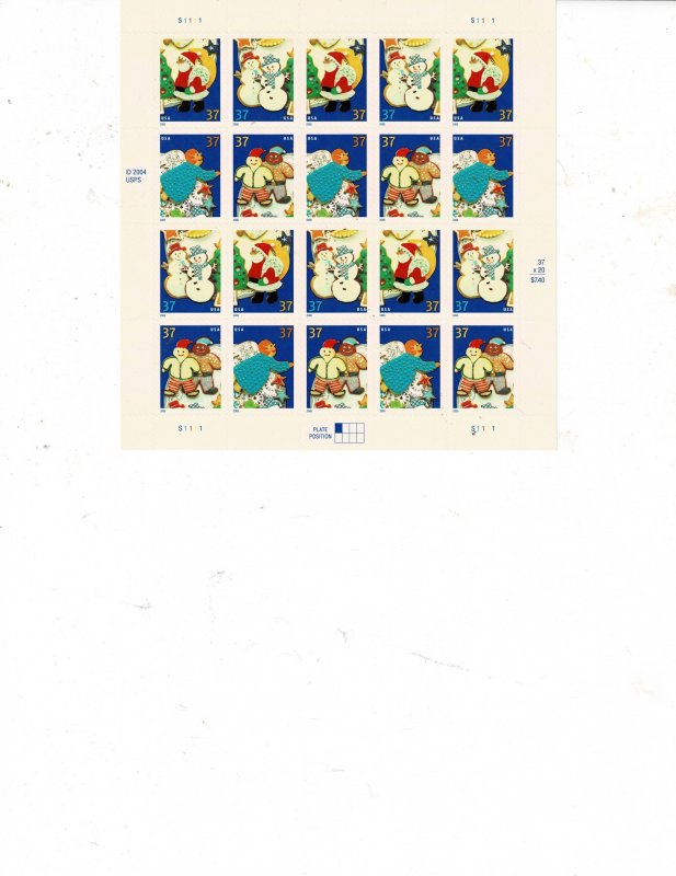 Christmas Cookies 37c US Postage Sheet of 20 stamps VF/XF MNH #3949-52