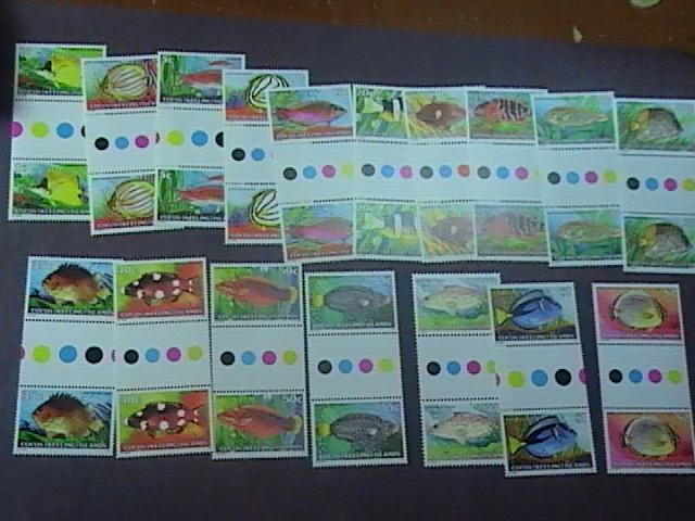 COCOS ISLANDS # 34-50-MNH-COMPLETE SET-TRAFFIC LIGHT/GUTTER PAIRS--FISH--1979(B)