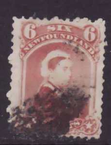 Newfoundland-Sc#35- id21-used 6c dull rose Queen Victoria-1870-