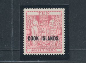 1936-44 COOK ISLANDS, Stanley Gibbons n. 123a- 10 Carmine Lake Shillings - New Z