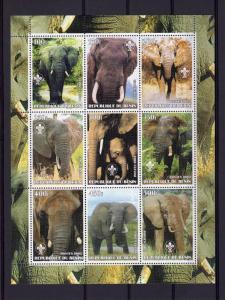 Benin 2003 Elephants-Scouts Sheetlet (9) Perforated MNH