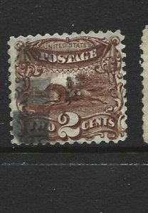 United States Scott 113 2-cent Horse & Rider used - reperforated at top 23cv $80