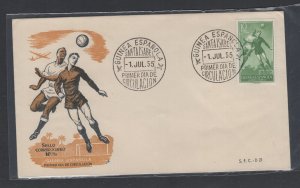 Spanish Guinea #C19  (1955 Soccer issue) on unaddressed cachet FDC