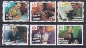 US 3339-44 MNH 1999 33¢ Hollywood Composers American Music Series Full Set of 6