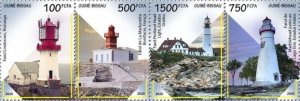 Guinea-Bissau - 2020 Lighthouses on Stamps - 4 Stamp Strip - GB200512a