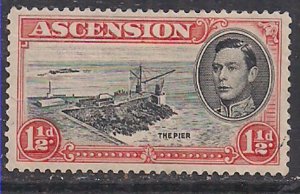 Ascension Island 1944 KGV1 1 1/2d Black & Vermilion The Pier MM SG 40b ( D1022 )