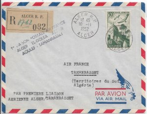 Alger to Tamanrasset, Algeria 1952 Registered 1st Flight (50366)