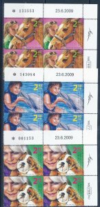 ISRAEL 2009 ANIMAL ASSISTED THERAPY STAMPS PLATE BLOCKS MNH 