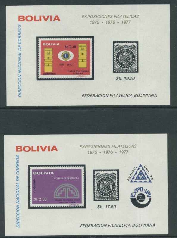 Bolivia 563 & 565 on Souv. Sheets MNH cgs